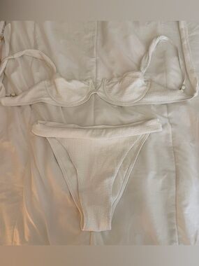 Monday Swimwear White Textured Underwire Bikini Set